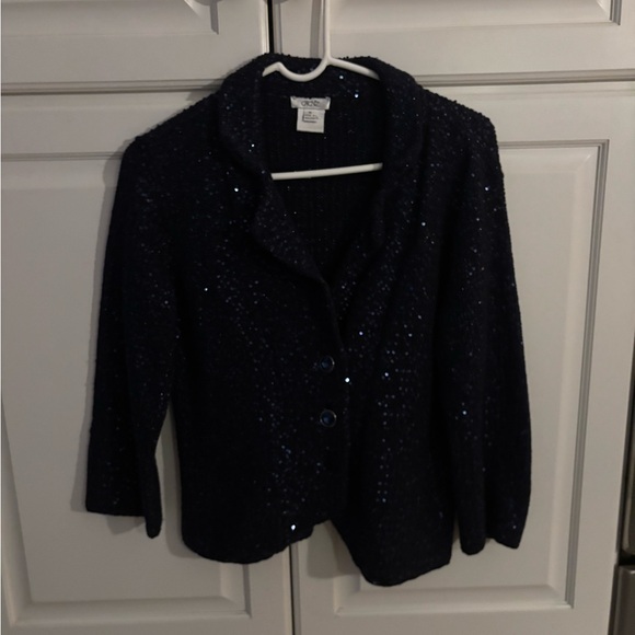 Cache‎ Black Sequin Long Sleeve Jacket. Size medium - Picture 1 of 8